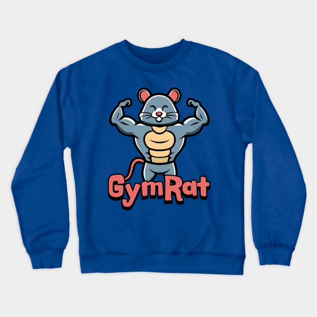 Gymrat Cute Muscular Rat Crewneck Sweatshirt by Cute And Punny